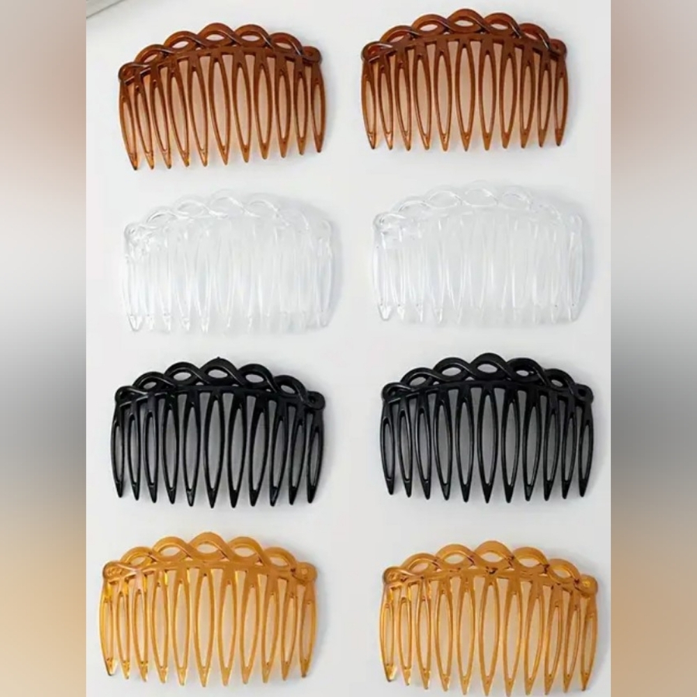 Elegant Hair Comb Set - Black, Browns & White